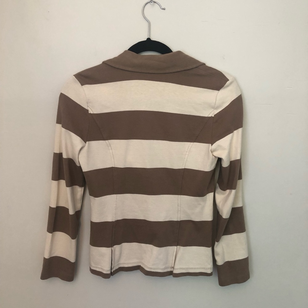 Caslon Tan and Cream Striped Cotton Blazer - Picture 2 of 3